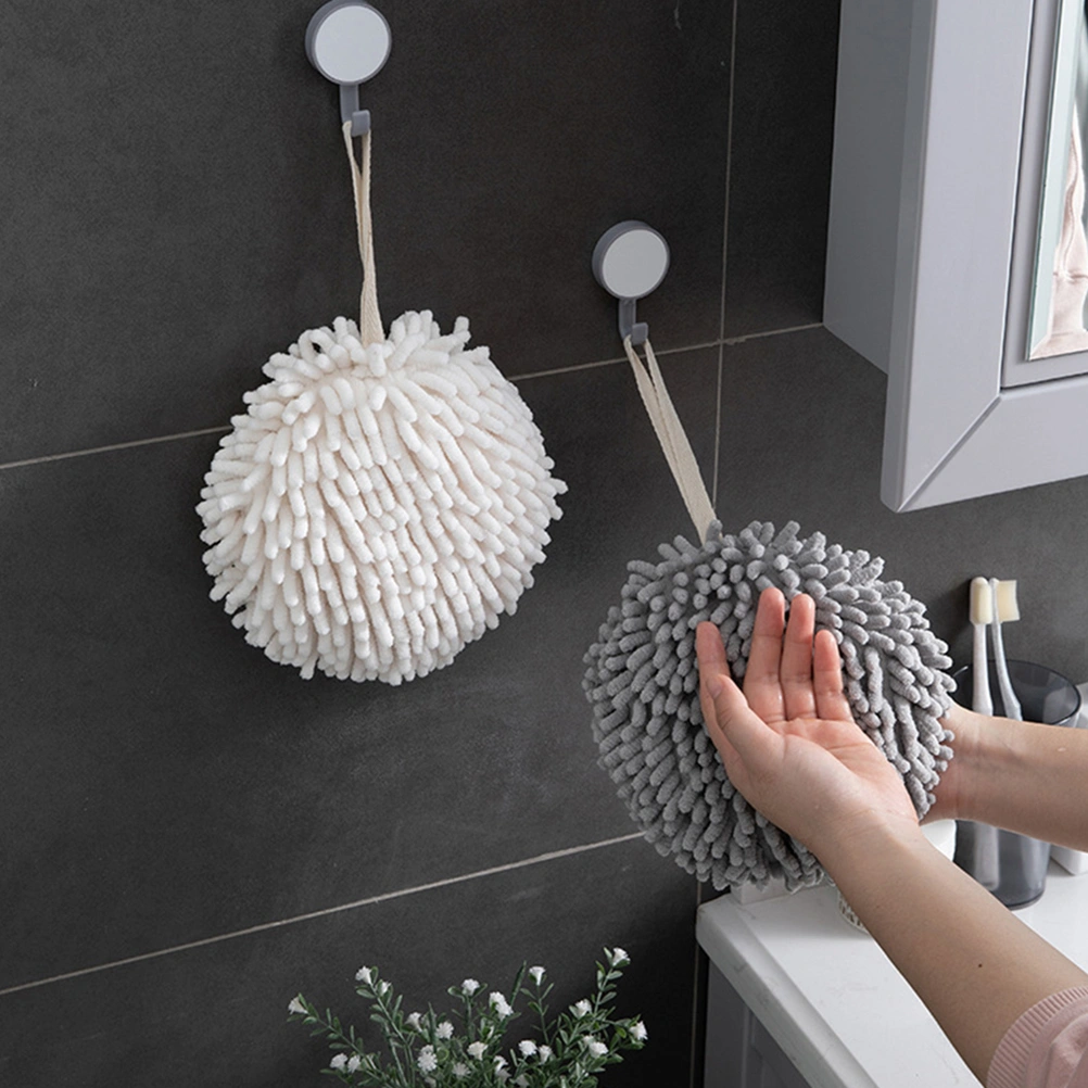 2pcs Chenille Quick Dry Hand Towels Hanging Absorbent Towels Home Supplies