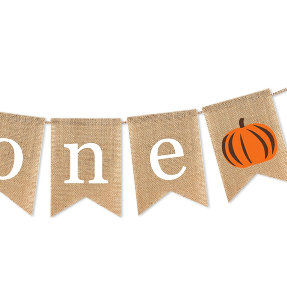 Burlap Banner Halloween Theme Pumpkin Baby First Birthday Bunting Pull Flag Kids Happy Birthday Party Decoration Hanging Garland