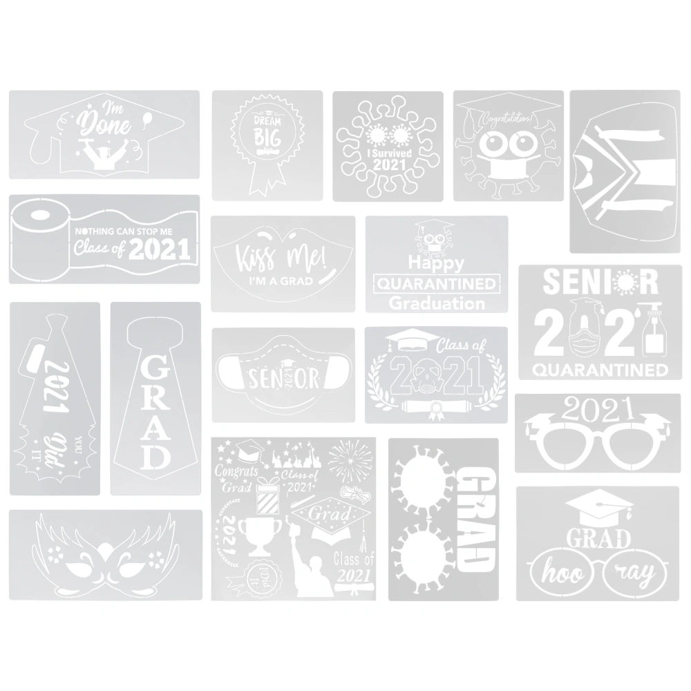 18 Sheets Reusable Drawing Stencils Templates Set for Graduation Decoration