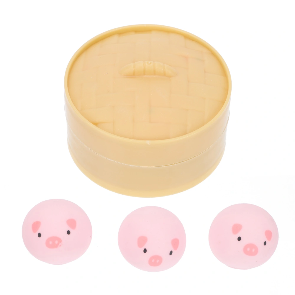 1 Set of Lovely Steamed Piggy Bun Toys Decompression Toys Funny Squeeze Toys