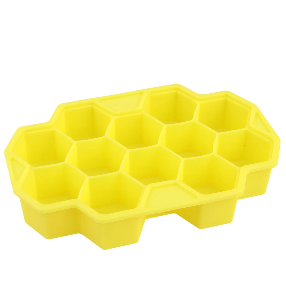 2Pcs 12 Grids Honeycomb Shape Ice Making Mold Kitchen Ice Box Mold Portable Ice Maker Grid with Lid (Yellow)