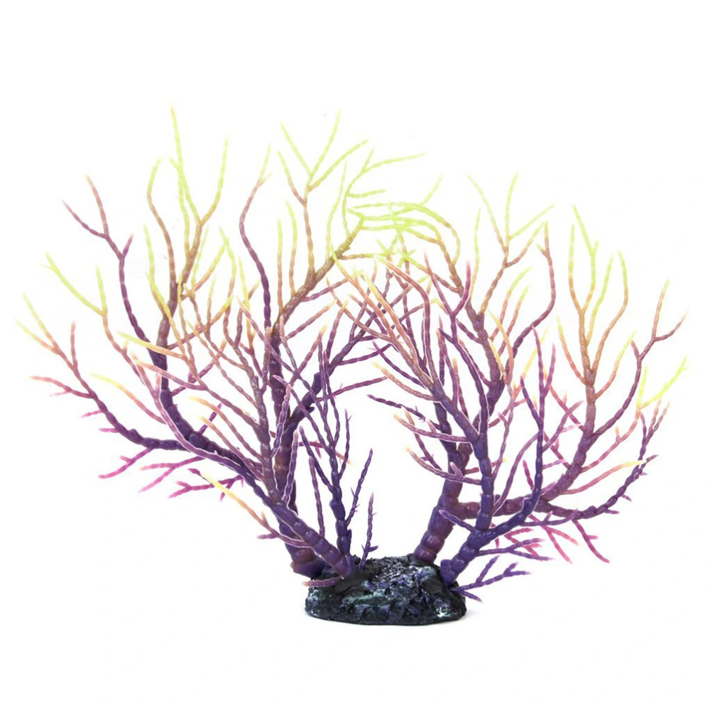 Artificial Coral Fish Tank Ornament Aquarium Decoration (Purple+Yellow)