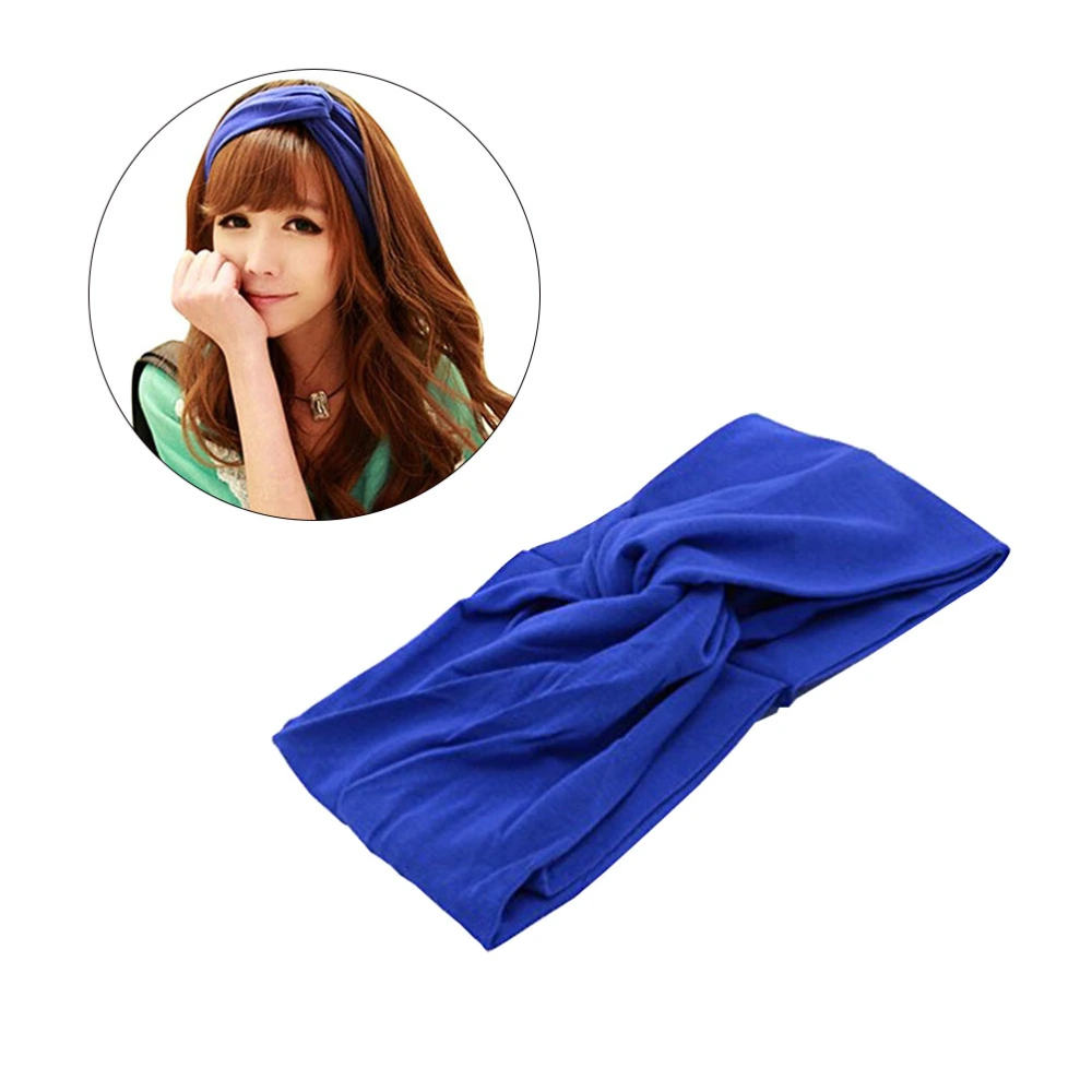 Women Elastic Turban Head Wrap Headband Knot Twisted Hair Band Headband for Hair Styling (Navy Blue)