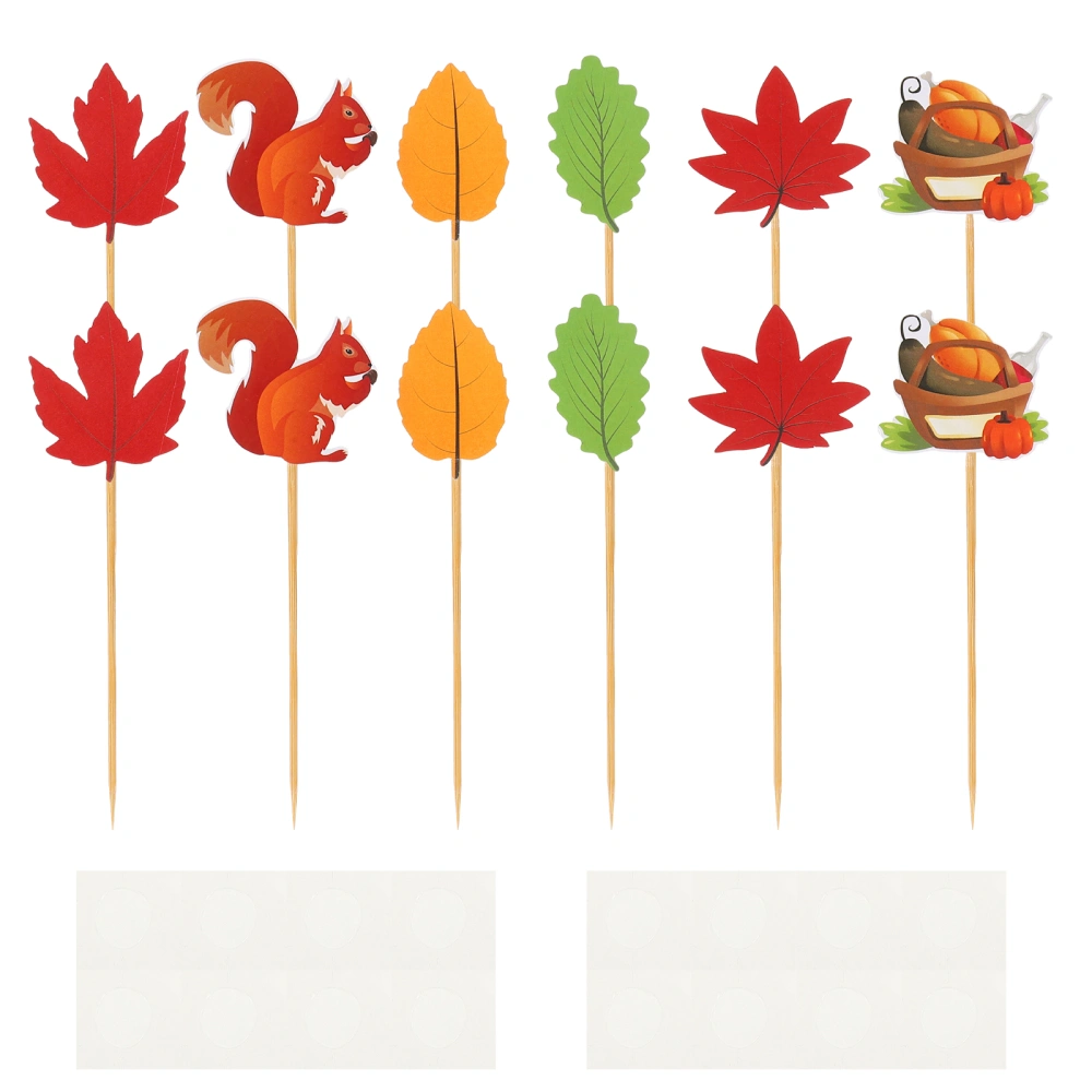 12Pcs Decorative Cupcake Decors Delicate Cake Topper Autumn Themed Cupcake Toppers