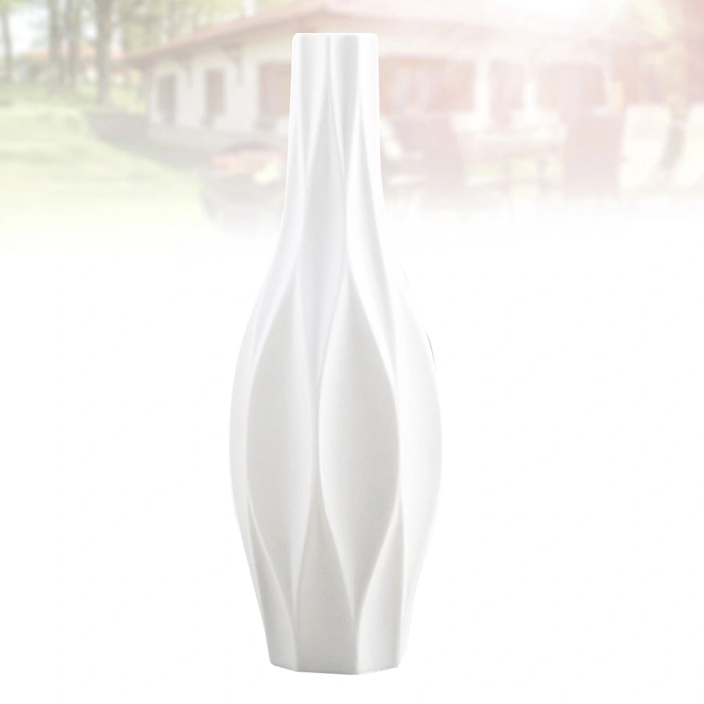 1Pc Simplicity Ceramic Vase Creative Flower Vase Container European Style Household Decoration White Size L