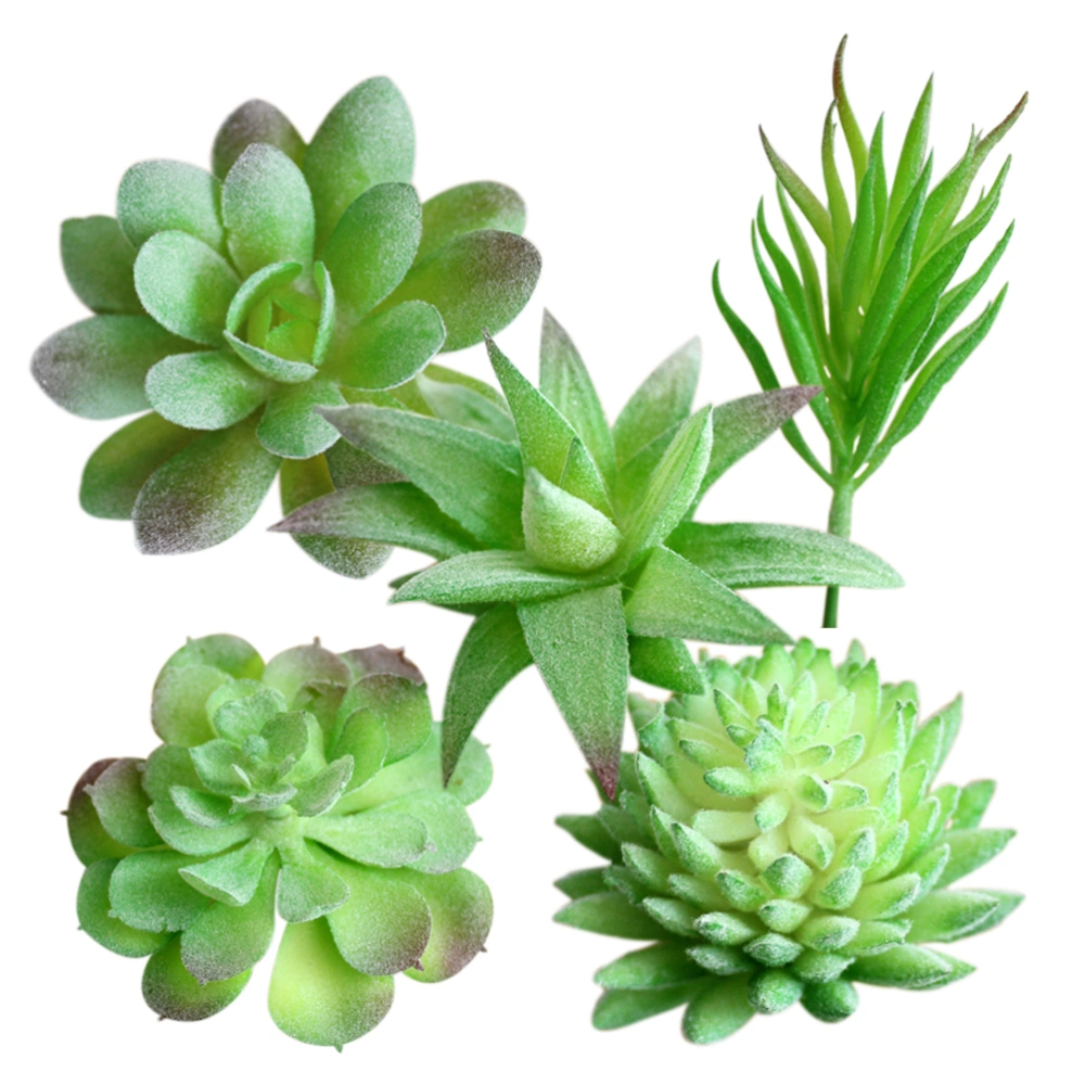 5PCS Decorative Mini Assorted Green Plant Faux Artificial Succulent Plants Emulational Cactus Plants for Office Home Table Desk Garden