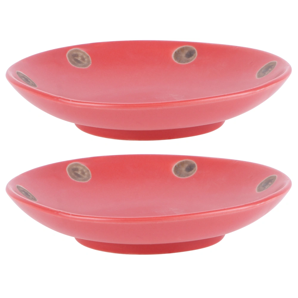 2Pcs Ceramic Flowerpot Tray Succulent Plant Round Tray Planter Tray Random Style