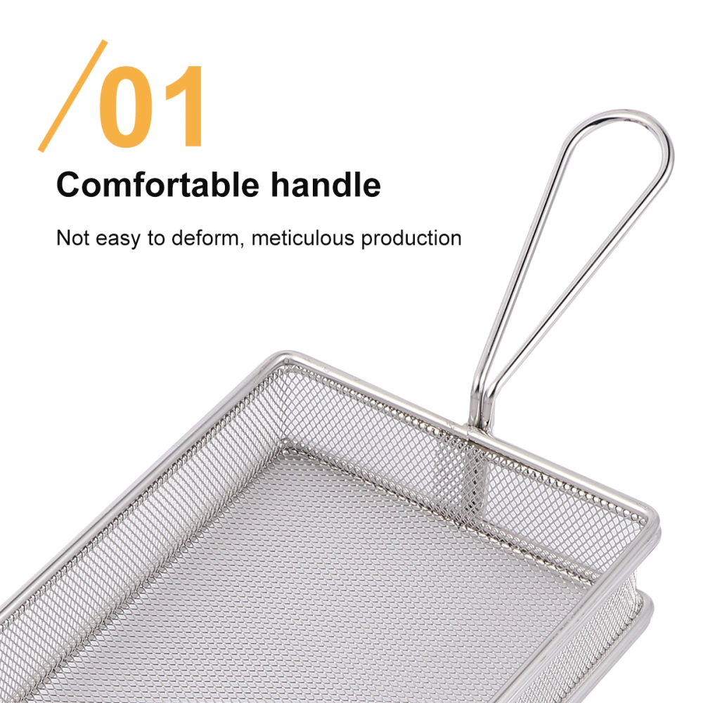 Stainless Steel Frying Basket Strainer Food Colander Mesh Fry Filter Mesh Basket For Potatoes Chips French Fries (Fine Mesh A Pattern)