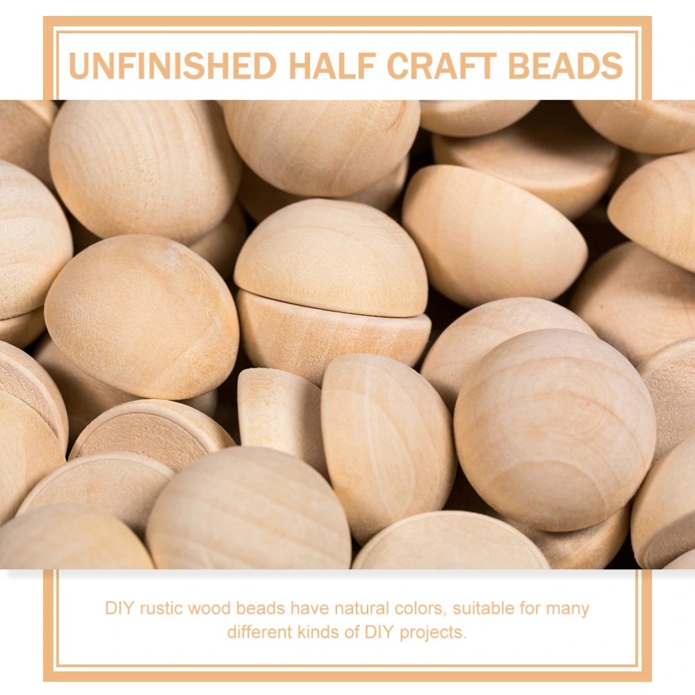 200Pcs Natural Half Wooden Balls Unfinished Wood Balls for DIY Art Craft