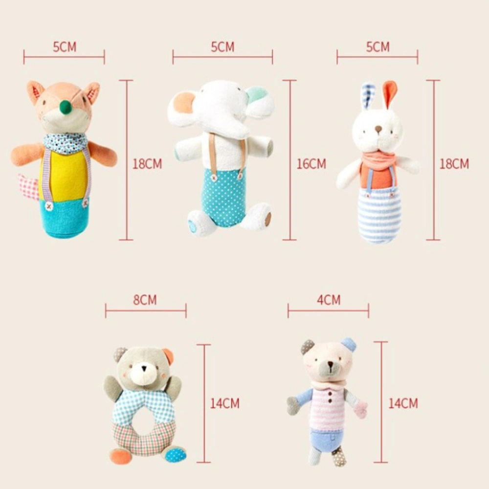 1pc Baby Cartoon Stuffed Animal Toy Baby Plush Hand Rattle Toy Educational Development Toy(Ring Bear)