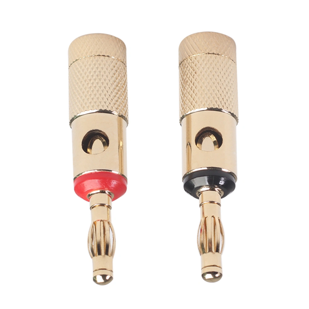 1 Pair Spiral Type Gold Plated Banana Plug Audio Connectors for Speaker Home Theater