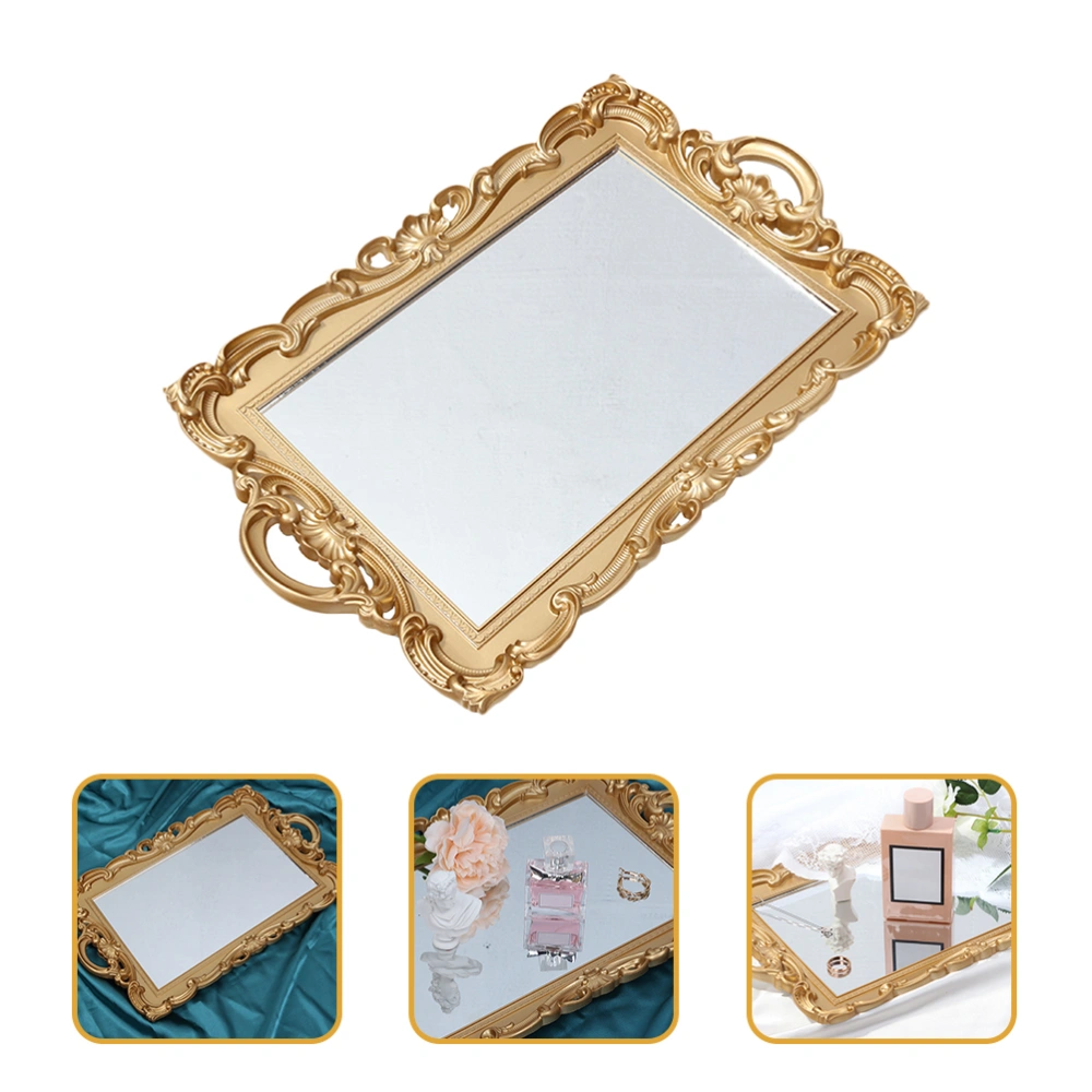 Decorative Perfume Tray Mirror Plate Makeup Tray for Dresser Vanity Tray