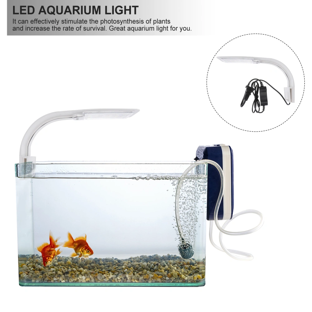 Super Slim LED Aquarium Light Plants Grow Lighting Creative Clip-on Lamp with US Plug (Blue and White Light)