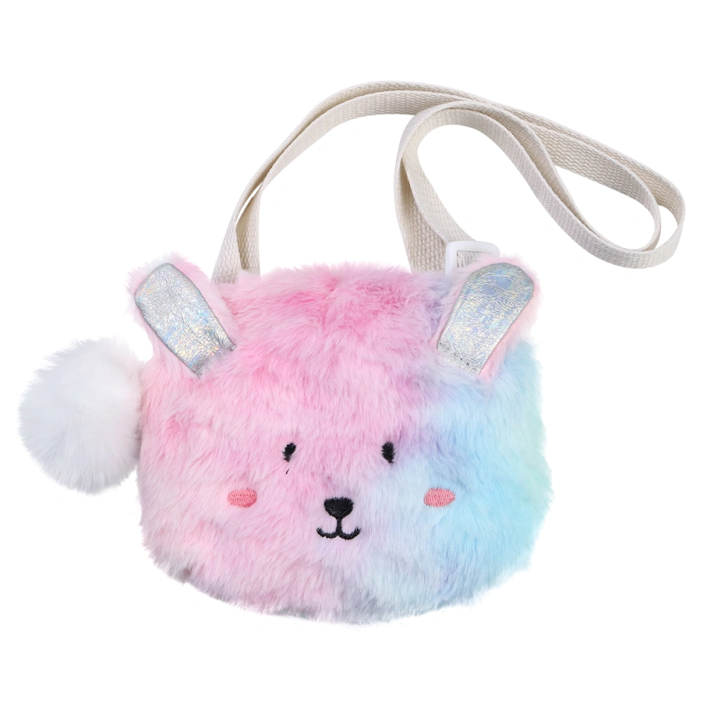 1PC Cartoon Animal Shoulder Bag Lovely Animal Shaped Crossbody Bag Creative Plush Messenger Bag Mini Single-shoulder Bag for Kids Girls Wearing Rabbit Style