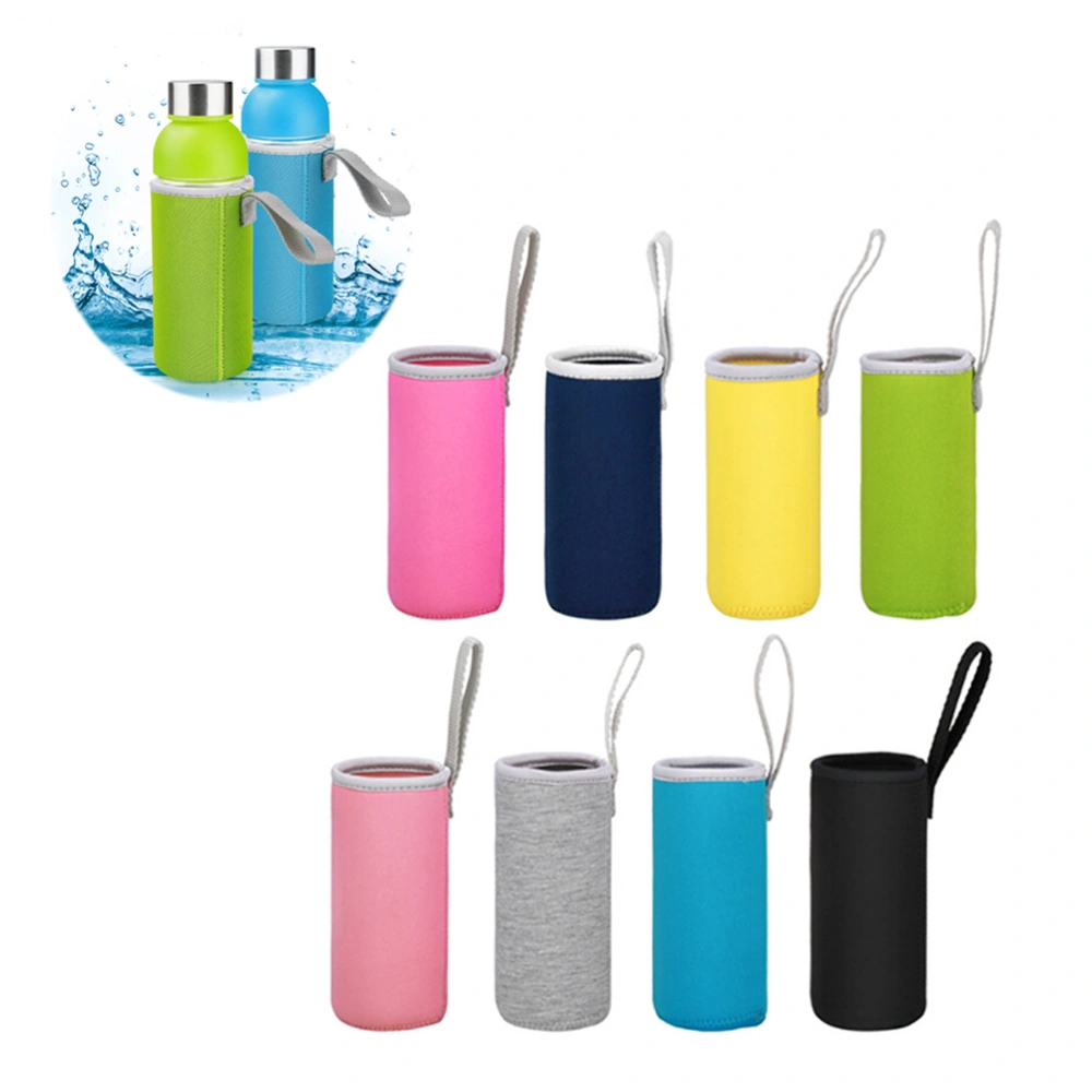 16PCS 550ML Water Bottle Carrier Bag Pouch Cover Insulated Water Bottle Holder Cup Sets Great for Stainless Steel Glass or Plastic Size - 6.8*19CM (Black*2 + Yellow*2 + Green*2 + Rose Red*2 + Light Pink*2 + Navy Blue*2 + Grey*2 + Lake Blue*2)