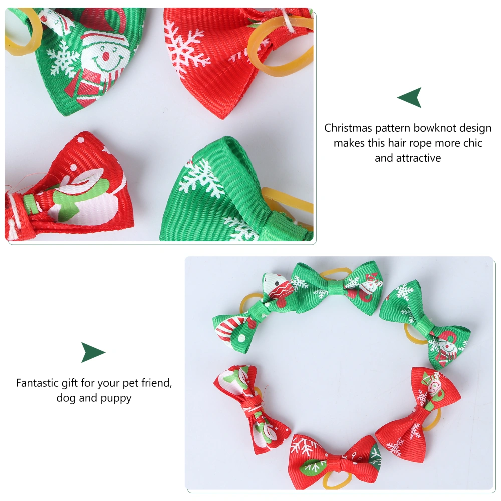 50pcs Bowknot Pet Hair Band Elastic Dog Hair Band Christmas Pattern Puppy Hair Tie Cloth Hair Accessory (Mixed Style)