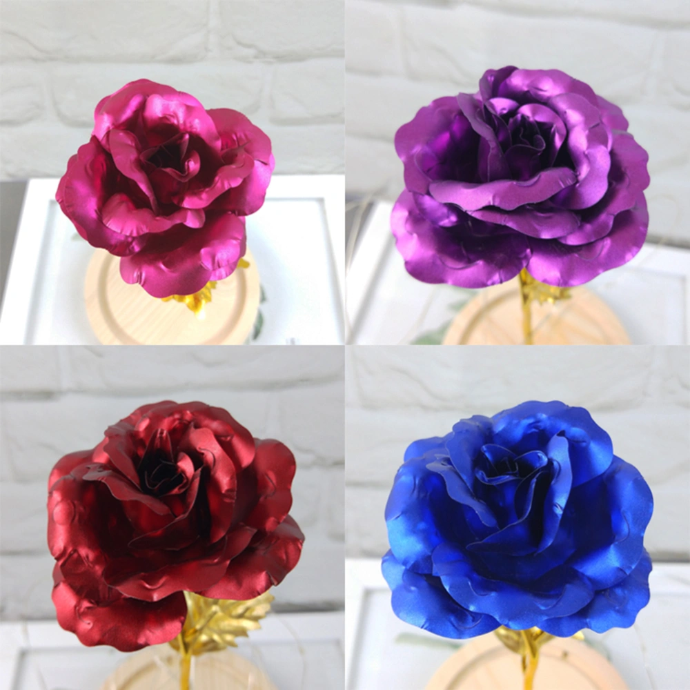 Romantic Glass Preserved Fresh Rose Micro Landscape Moss Flower LED Light Home Lighting Ornament (Purple)