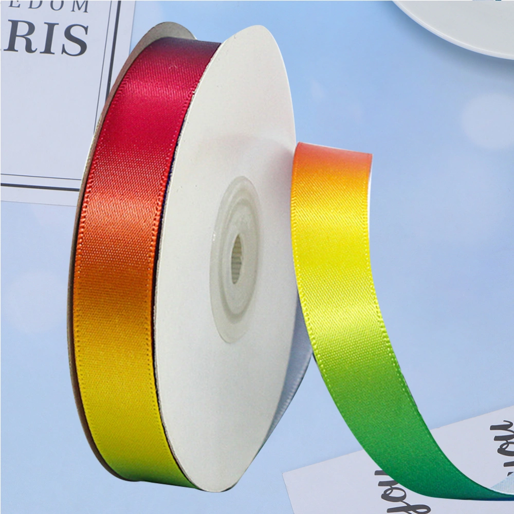 1 Roll Rainbow Ribbon High Density Gradient Polyester Ribbon Colorful Gift Wrapping Strip DIY Baking Packing Ribbon for Home Store (22M Long 2CM Width Style Colorful)