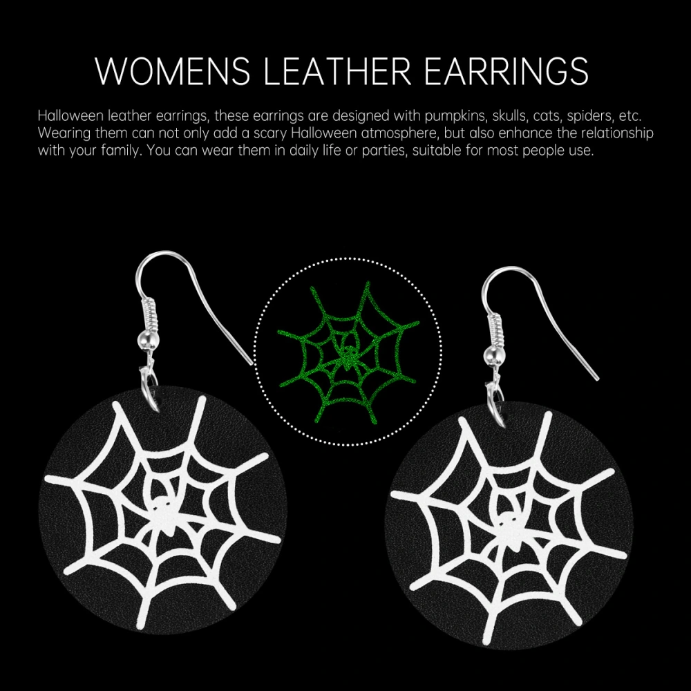 7 Pairs Halloween Faux Leather Earrings Ghost Spider Earrings (Random Style)