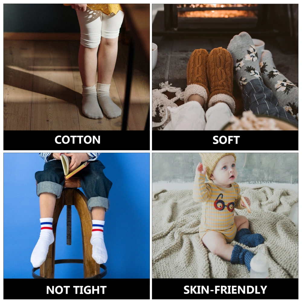 5 Pairs of Children Cotton Socks Breathable Kids Medium Tube Socks(L)