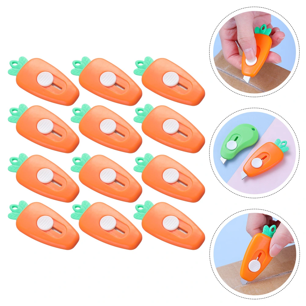 12pcs Paper Cutter Box Opener Carrot Shaped Cutting Tools Office Supplies