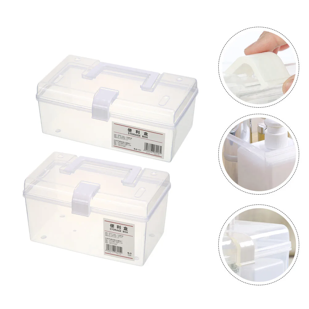 2pcs Multipurpose Storage Box Home Use Transparent Medical Box Storage Container