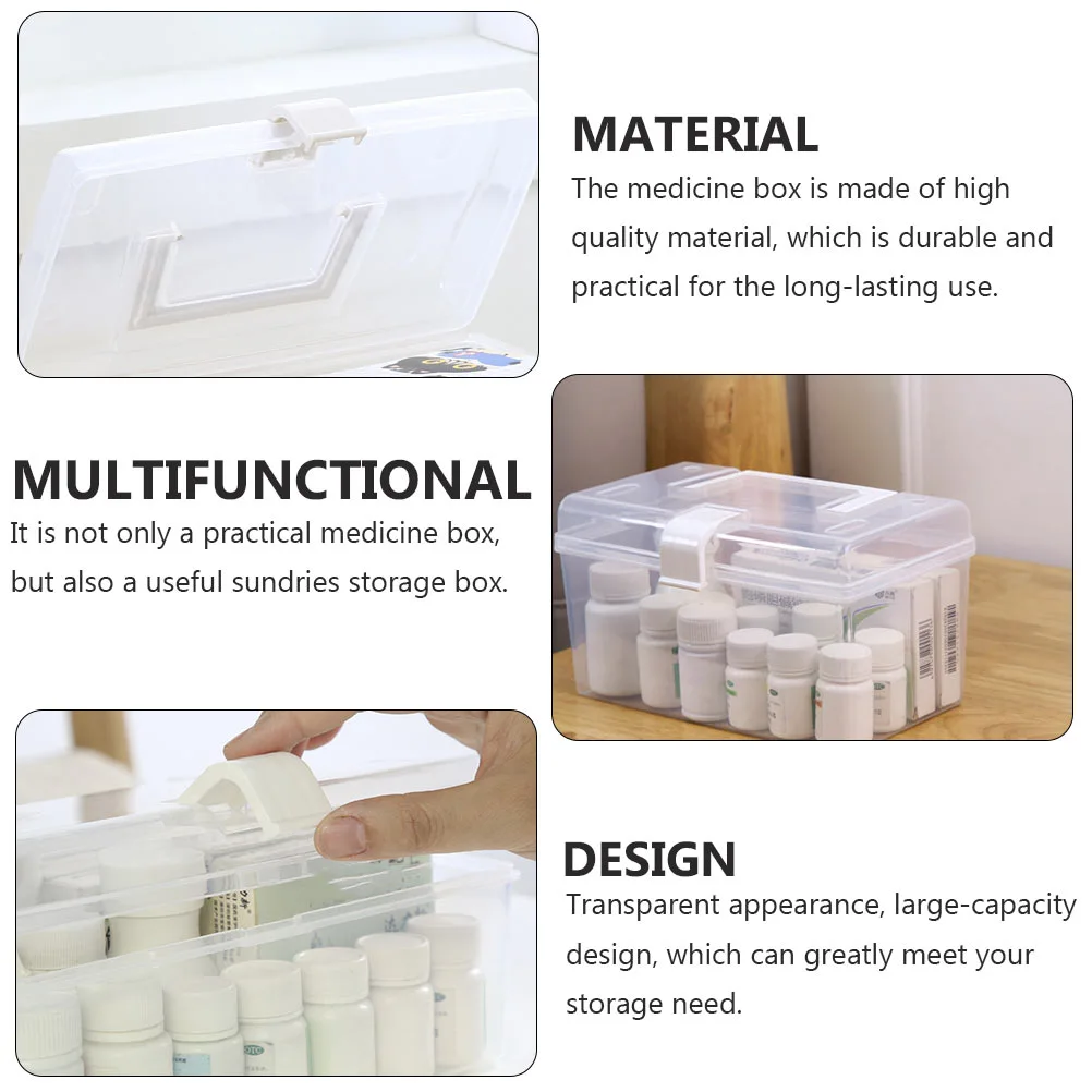 2pcs Multipurpose Storage Box Home Use Transparent Medical Box Storage Container