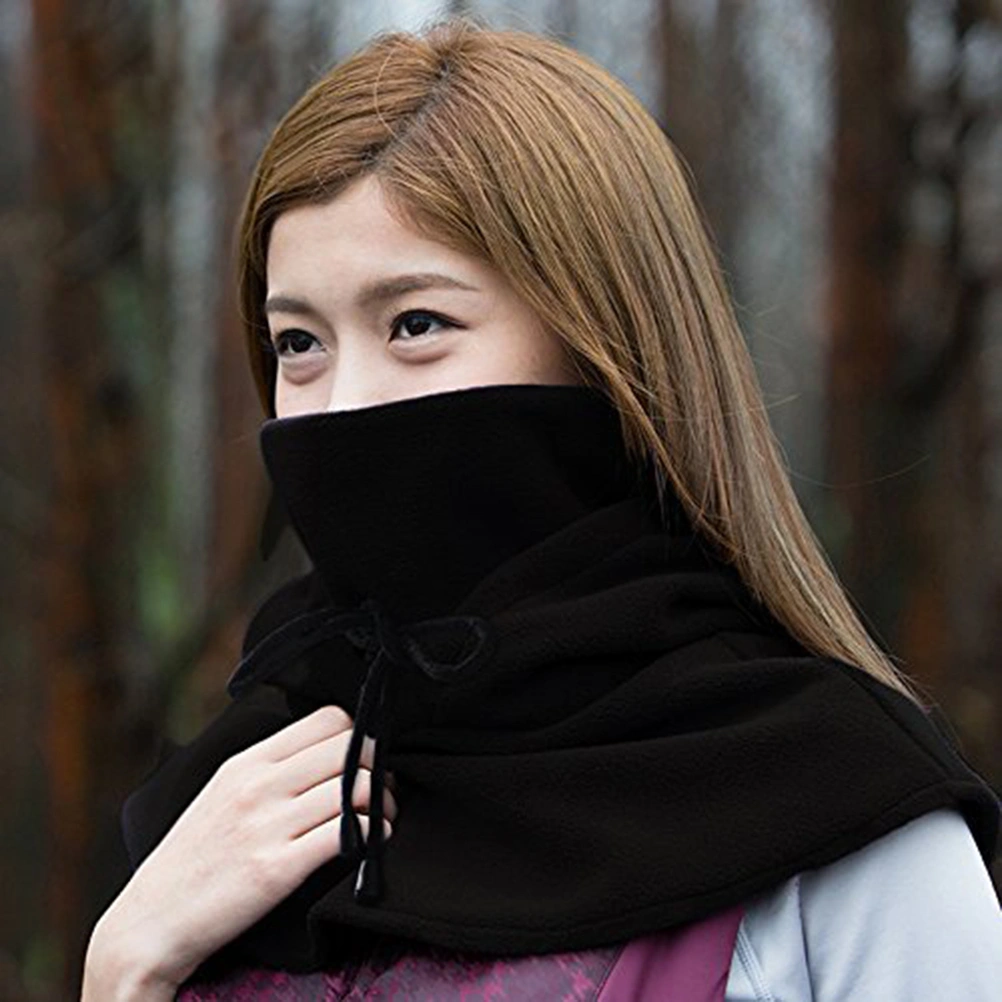 Windproof Hat Thickened Ski Face Mask Fleece Hood Sports Mask for Riding Skiing Mountaineering (Black)