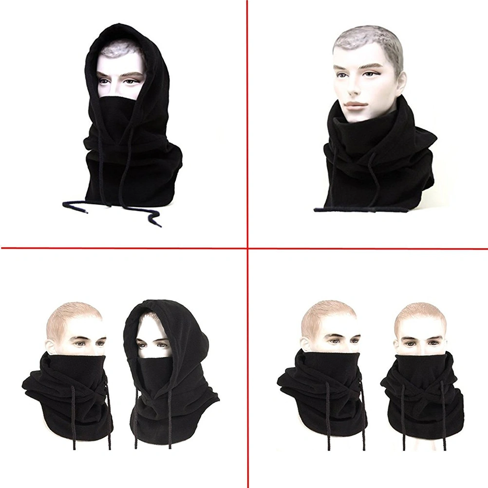 Windproof Hat Thickened Ski Face Mask Fleece Hood Sports Mask for Riding Skiing Mountaineering (Black)