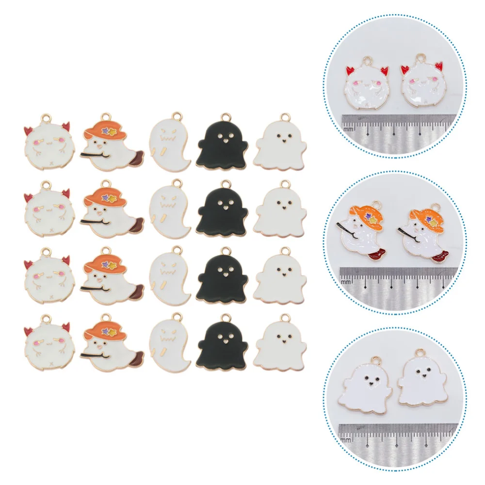 50Pcs Alloy Halloween Jewelry Charms Adorable Ghost Charms Necklace Pendants