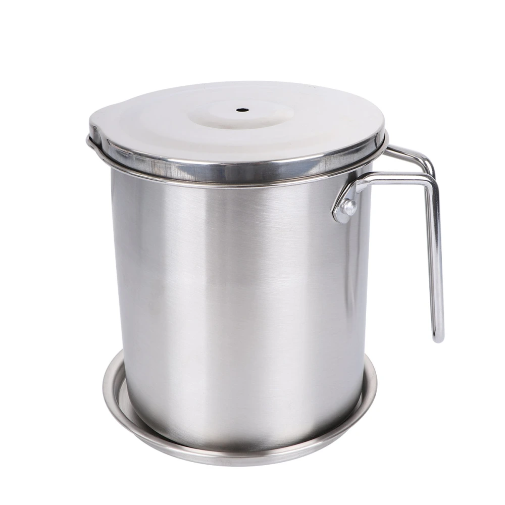 2.2L Grease Container 304 Stainless Steel Cooking Oil Can Mesh Strainer for Home Oil Keeper