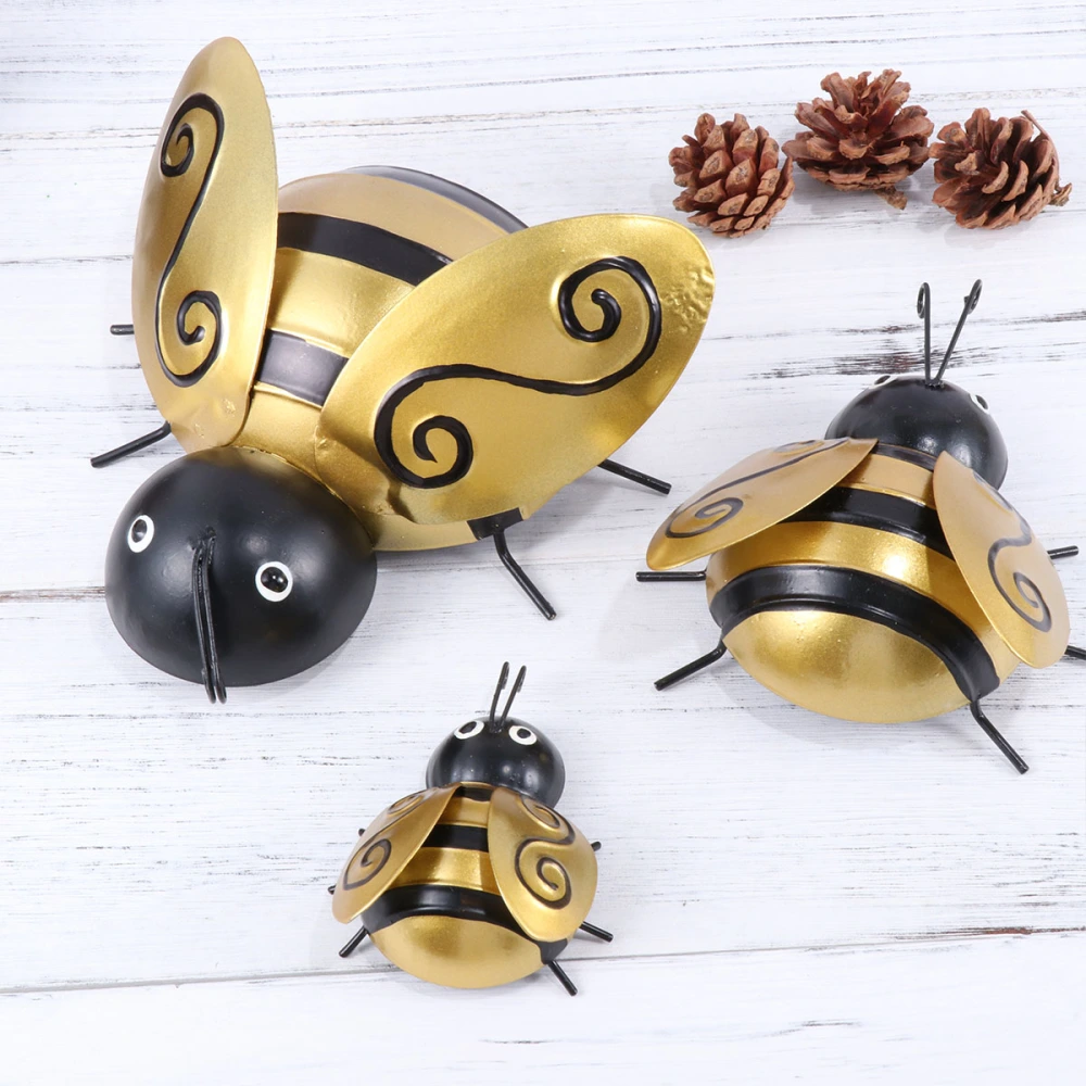 3Pcs Rustic Creative Bee Shaped Wall Ornament Porch Wall Decoration for Coffee Bar Shop