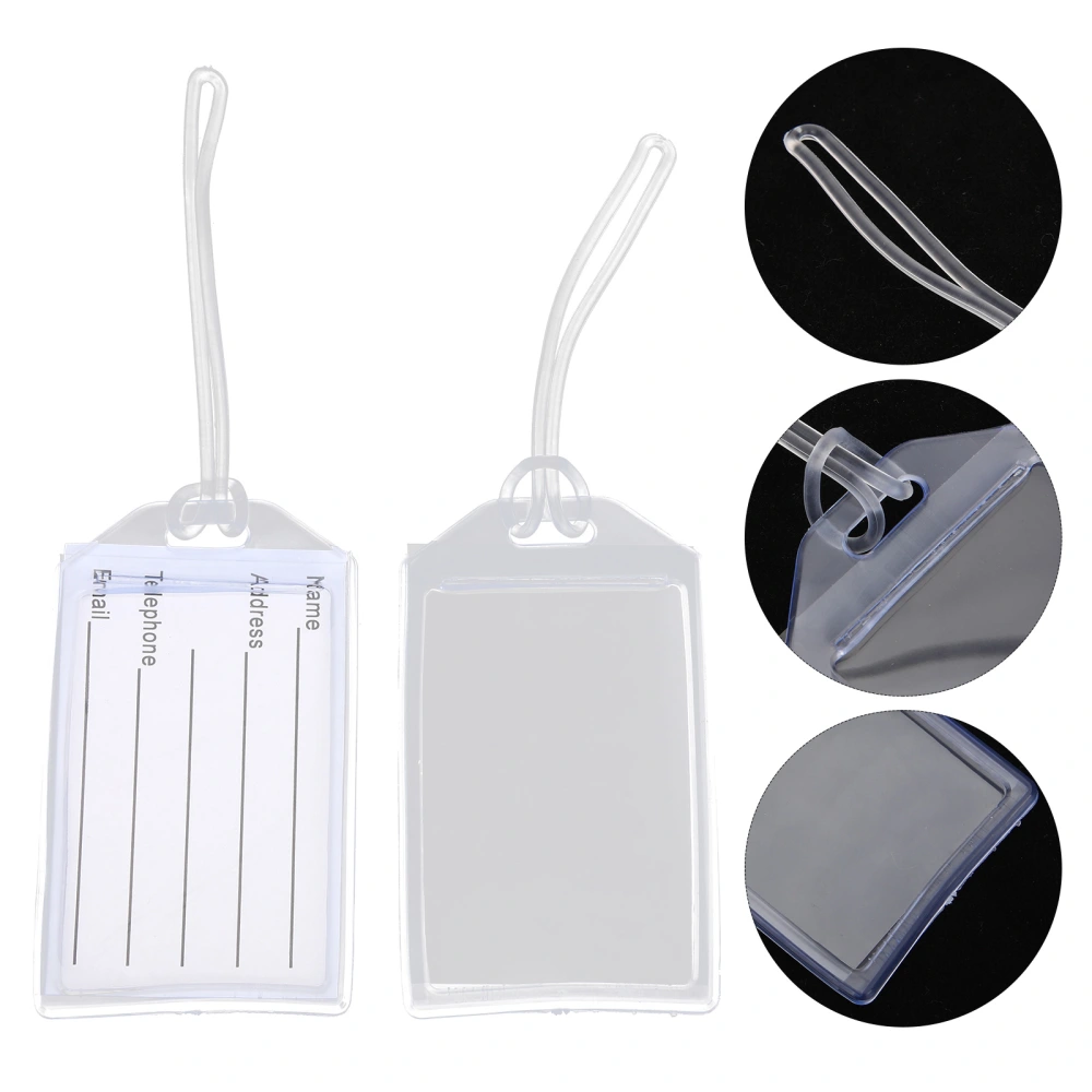 10Pcs Luggage Tags PVC Holders Clear Luggage Tag Bag Sleeve Protector with Hanging Strap