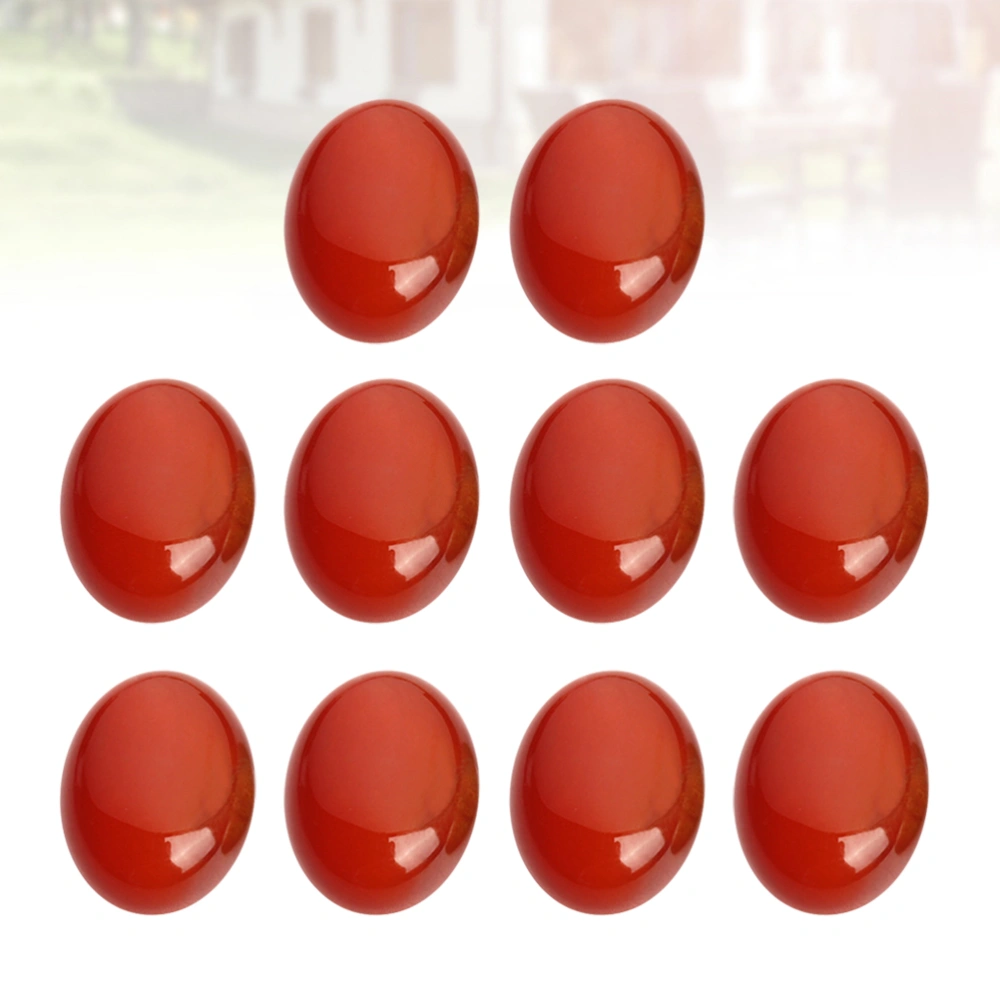 10 Pcs 13x18MM Ruby Stone Time DIY Sticker Oval Agate Patch Supplies for Jewelry Craft Making (Red)