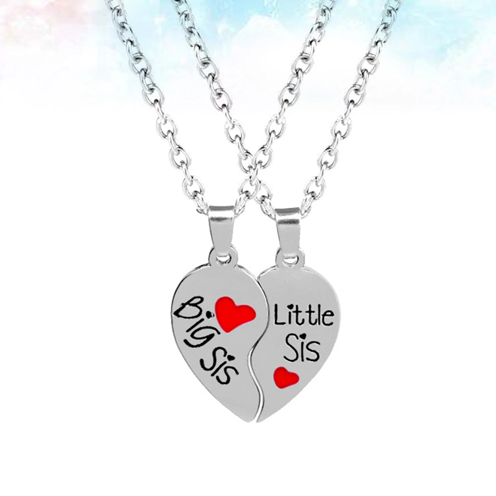 3 Pairs Sister Friendship Pendant Necklace Heart Patchwork Pendant Necklace Good Sister Theme Necklace (Style 1)