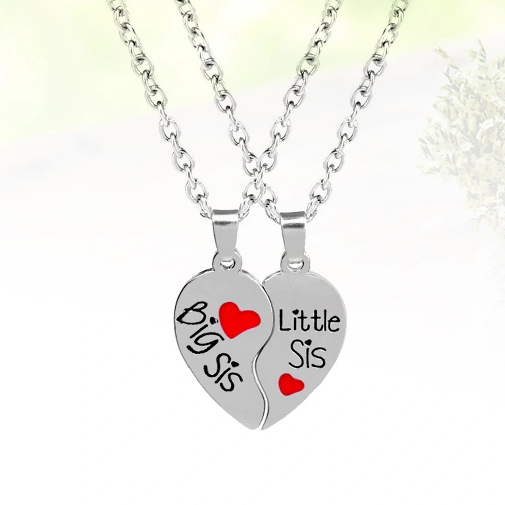 3 Pairs Sister Friendship Pendant Necklace Heart Patchwork Pendant Necklace Good Sister Theme Necklace (Style 1)