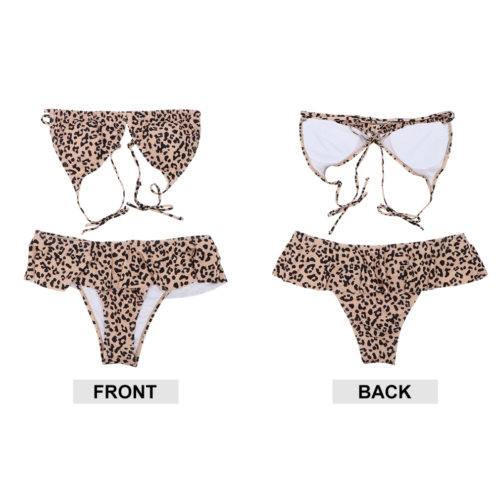 Leopard Swimsuit Fashion Swimsuit Sexy Beach Bikini Summer Swimming Suit for Woman Girl Lady (Leopard Size L)