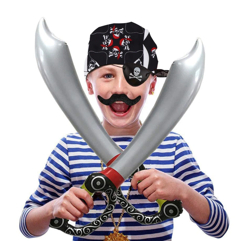 1 Set of Creative and Fashion Halloween Pirate Costume (6 X Pirate Hood + 6 X Double Bone Eye Patch +12 x Fake Beard, Black)