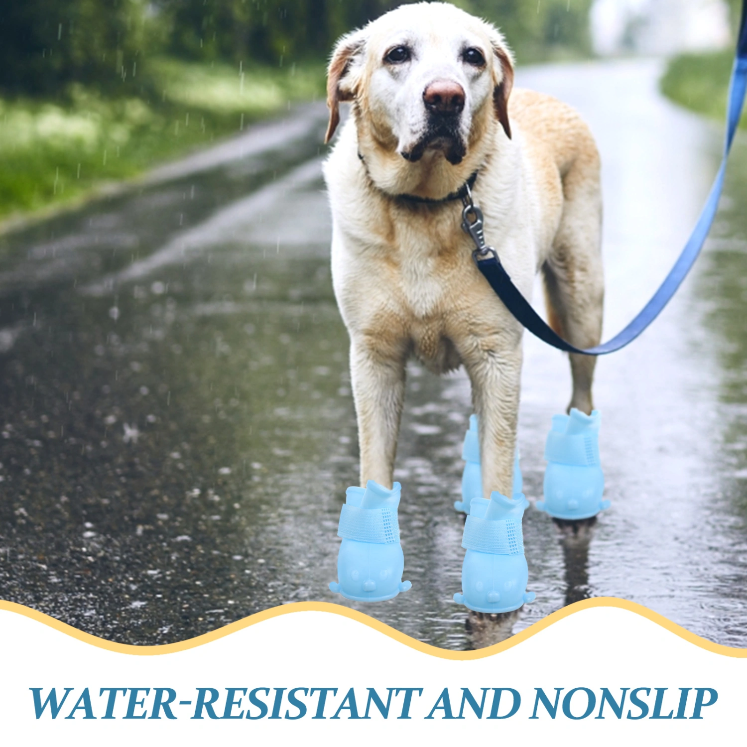 1 Set of Pet Water-proof Rain Boots TPR Dogs Rain Boots Adjustable Dog Boots Rain Snow Pet Booties
