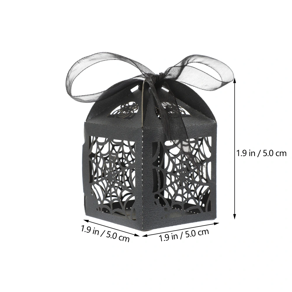 50PCS Hollow Die-Cut Favor Boxes Halloween Wedding Candy Boxes Wedding Gift Boxes (Black)