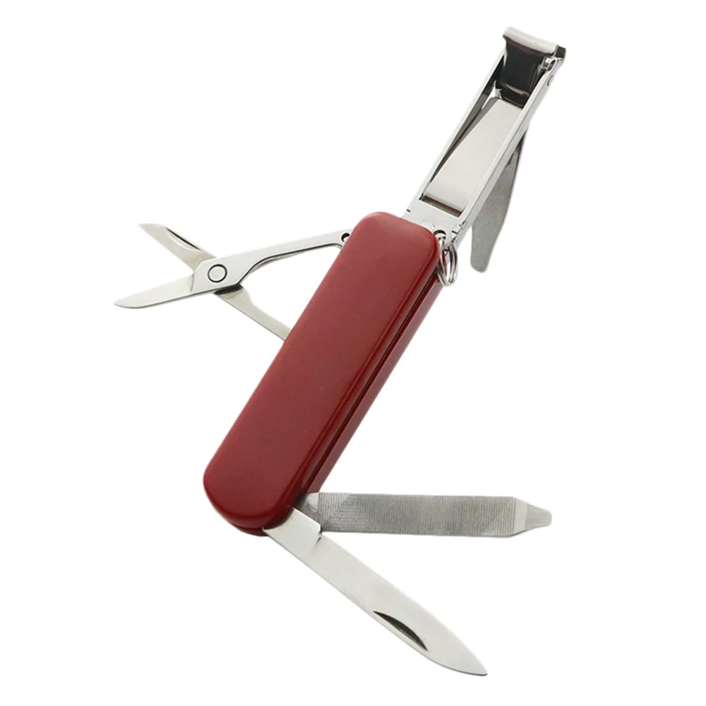 Multi-function Nail Clippers Stainless Steel Portable Manicure Tools Red