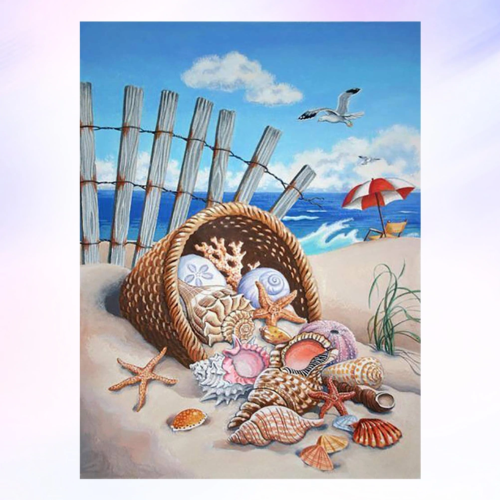Handicraft DIY Full Beads Painting Seaside Star Shell Point Diamond Cross Embroidery Decorative Painting 30x40cm
