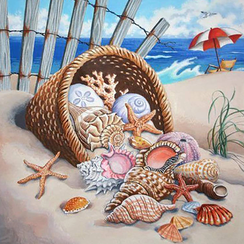 Handicraft DIY Full Beads Painting Seaside Star Shell Point Diamond Cross Embroidery Decorative Painting 30x40cm