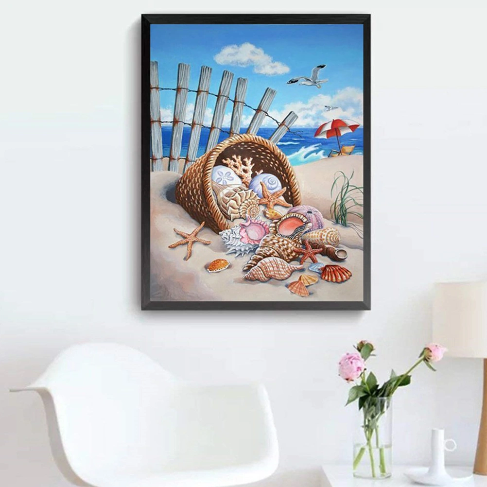 Handicraft DIY Full Beads Painting Seaside Star Shell Point Diamond Cross Embroidery Decorative Painting 30x40cm