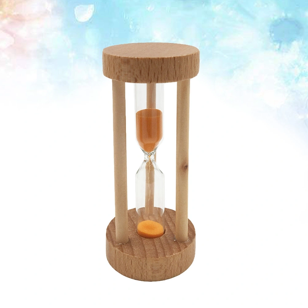 3 Min Wooden Sandglass Hourglass Orange Sand Timer Clock Table Desktop Decoration