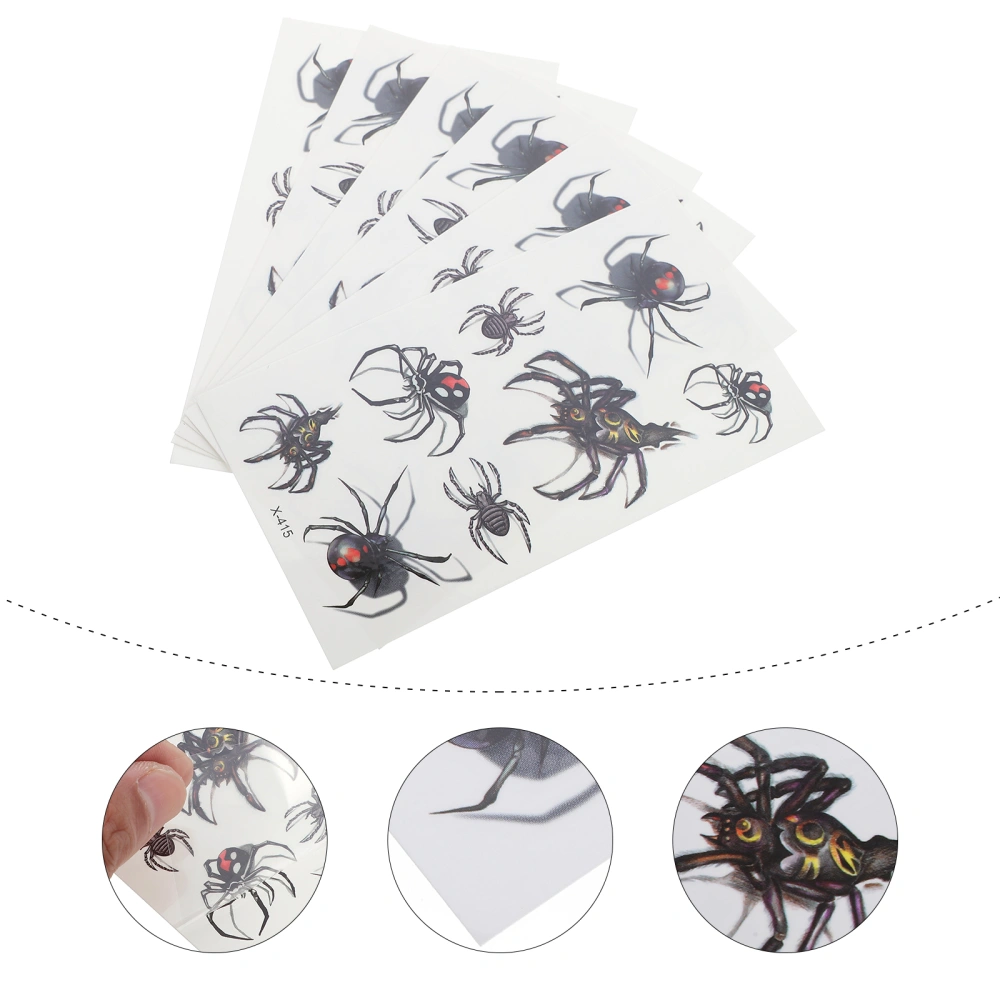 25 Sheets Halloween Temporary Stickers Festival Party Spider Body Sticker