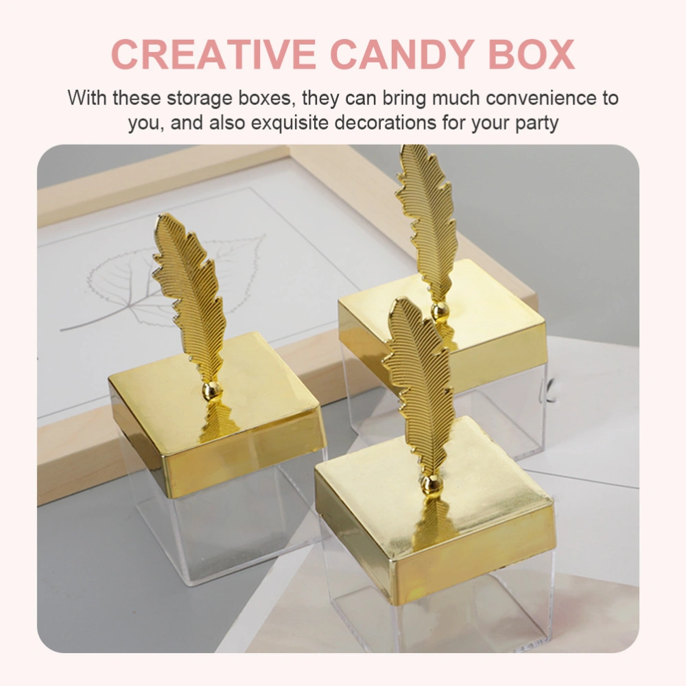 12pcs Creative Electroplating Plume Candy Boxes Wedding Party Candy Containers (Golden)