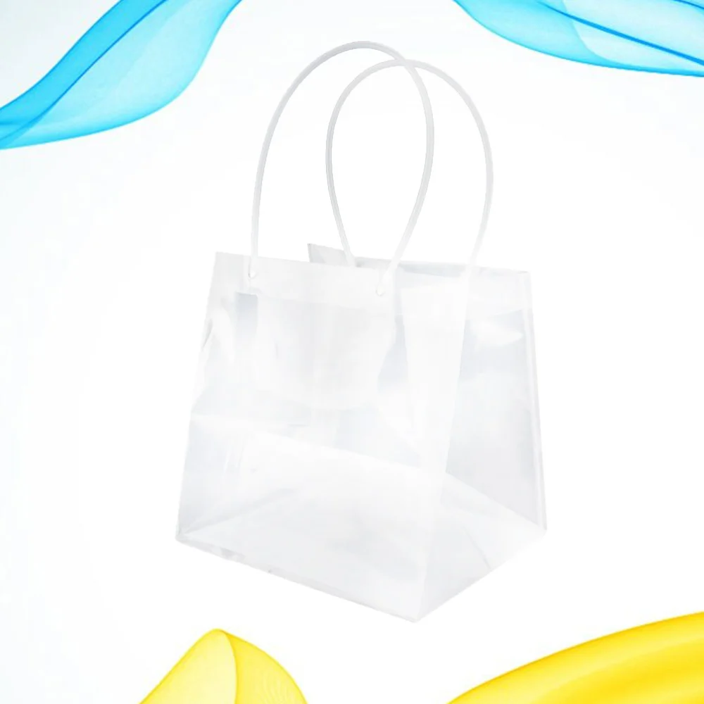 1PC Transparent Square Long Handle Bag Plant Flower Bag Cake Dessert Packaging Bags