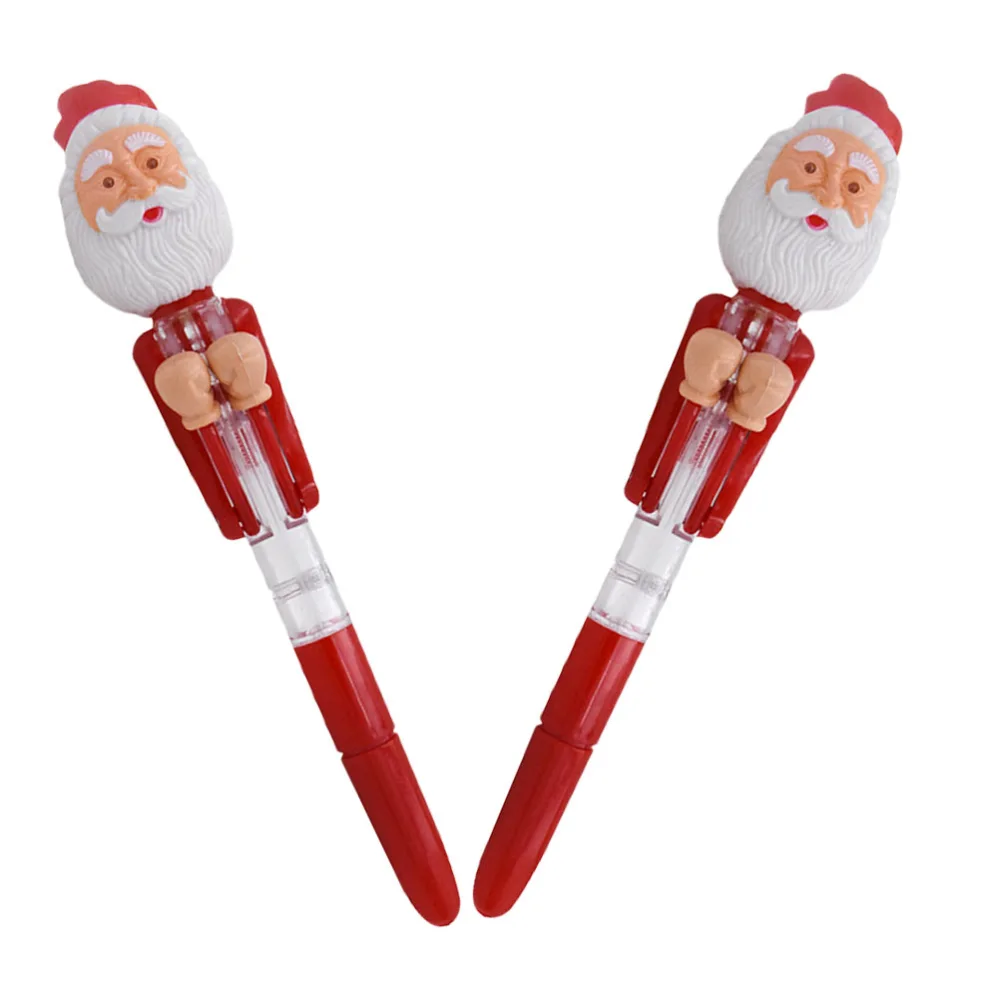 2pcs Christmas Theme Ballpoint Pens Santa Claus Pens Decompression Stationery