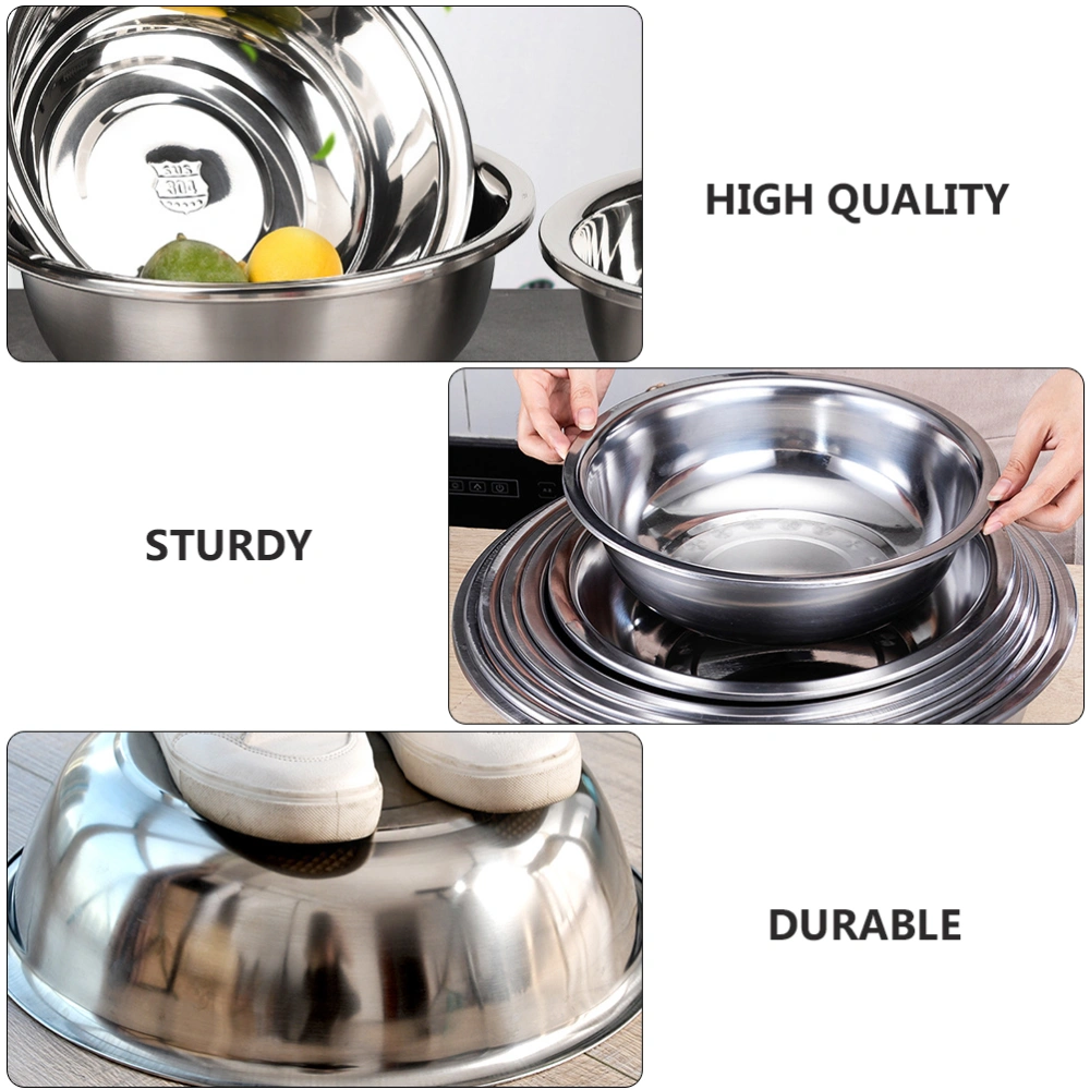 1pc Home Soup Bowl Egg-beating Flour Basin Vegetable Washing Basin (Silver)